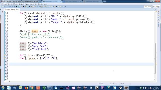 Java 1-D Parallel Arrays смотреть онлайн