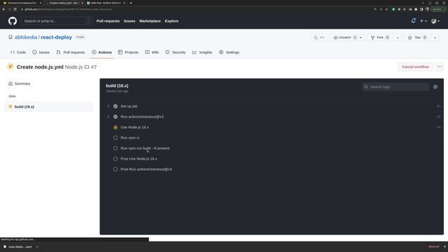 Deploy react-app on EC2 instance using github actions | Pipeline | CI/CD смотреть онлайн