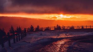 Картинка закат. Закат, горы, снег.