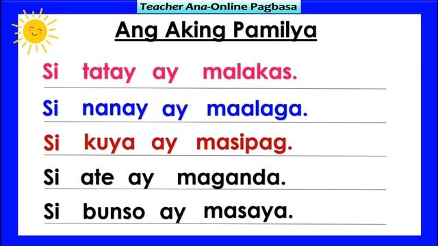 Simpleng PANGUNGUSAP ll Pagsasanay sa Pagbasa ng PANGUNGUSAP ll Teacher Ana Online Learning смотреть онлайн