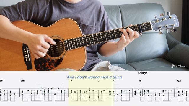 I Don't Want To Miss A Thing (Armageddon) - Aerosmith / Fingerstyle Guitar / Tabs + Chords + Lyrics смотреть онлайн