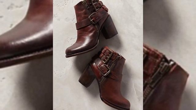 Women's Fashion Pointy Toe Chelsea Zipper Buckles Block High Heel Ankle Boots смотреть онлайн