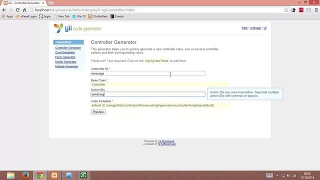 03 Create a controller using Gii in Yii framework смотреть онлайн