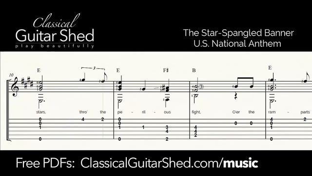 The Star-Spangled Banner - Free Classical Guitar Sheet Music смотреть онлайн