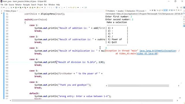 Java 43: Prevent division by zero from happening using if statement. смотреть онлайн