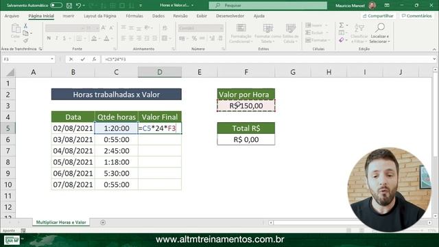 Calcular Valor das horas trabalhadas no Excel [Aula 74] смотреть онлайн