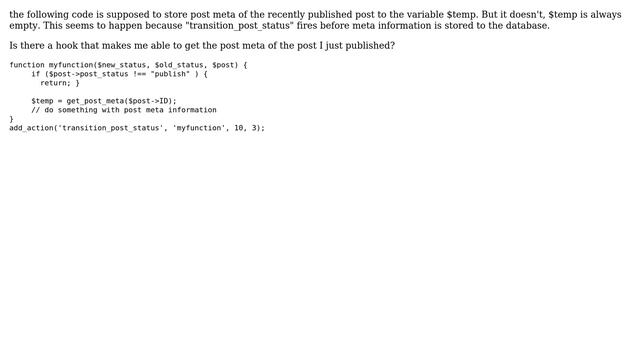 Wordpress: Access post meta just after publishing смотреть онлайн