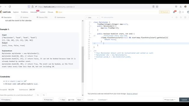 729. My Calendar I | java solution смотреть онлайн