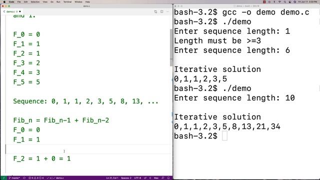 Computing the Fibonacci Sequence | C Programming Example смотреть онлайн