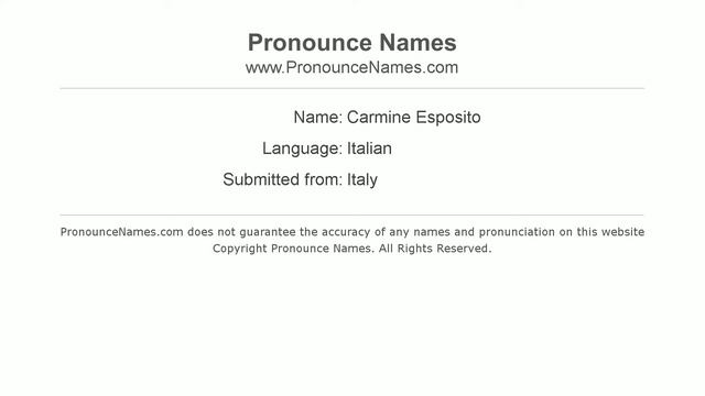 How to pronounce Carmine Esposito (Italian/Italy) - PronounceNames.com смотреть онлайн