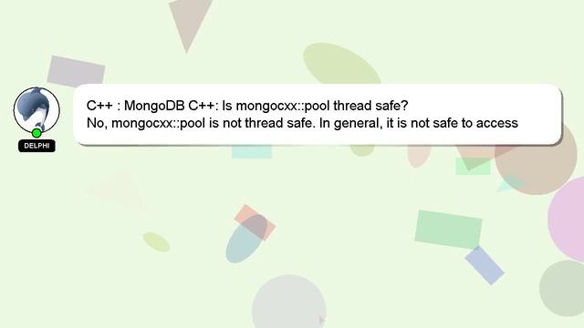 C++ : MongoDB C++: Is mongocxx::pool thread safe? смотреть онлайн