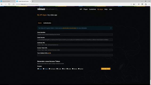 How to create Vimeo personal access token смотреть онлайн