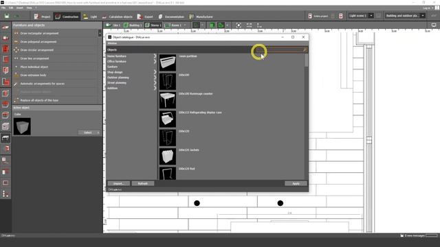 DIALux EVO (ENG). Lesson 6. How to work with furniture and primitive in a fast way in DIALux EVO смотреть онлайн