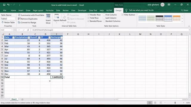 How to Add Total Row in Excel | Total Row Formula смотреть онлайн