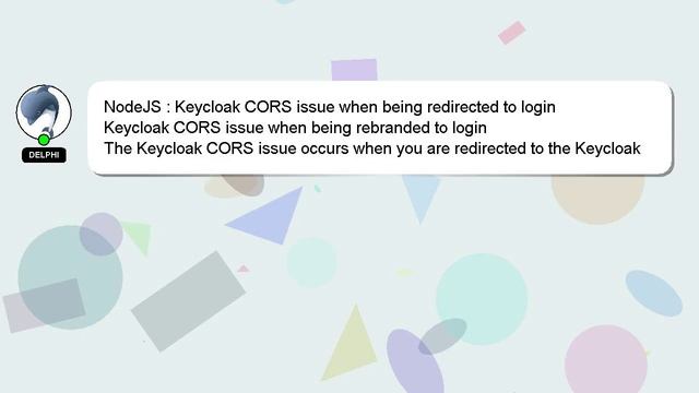 NodeJS : Keycloak CORS issue when being redirected to login смотреть онлайн