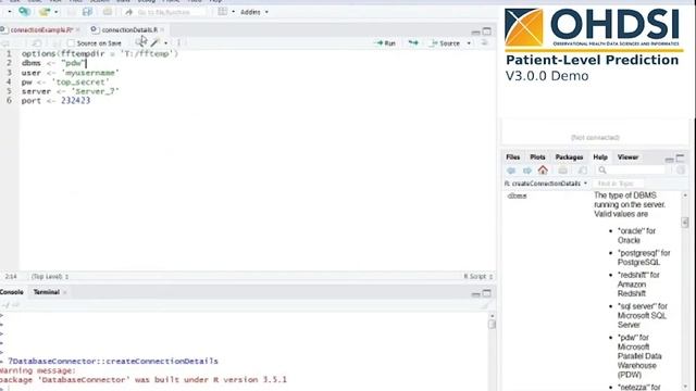 OHDSI PatientLevelPrediction Setting Up Database Connection смотреть онлайн