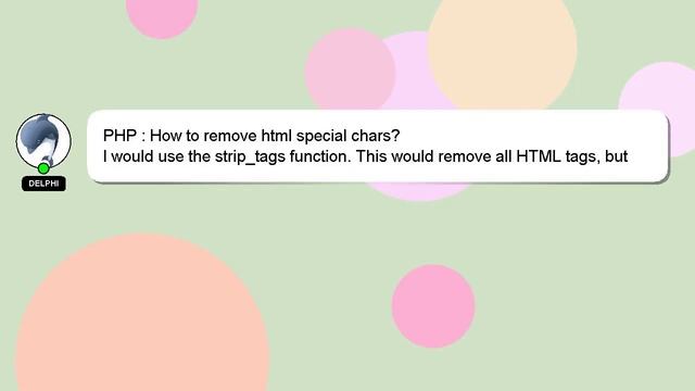 PHP : How to remove html special chars? смотреть онлайн