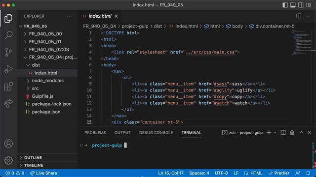 Formation Accélérer le Développement Web: Travailler avec des fichiers: Compiler, minifier et copie смотреть онлайн