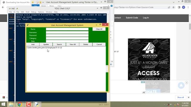 User Account Management System using Tkinter in Python смотреть онлайн