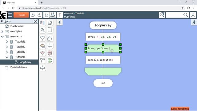 Drakon.Tech tutorial: how to iterate over an array in JavaScript смотреть онлайн
