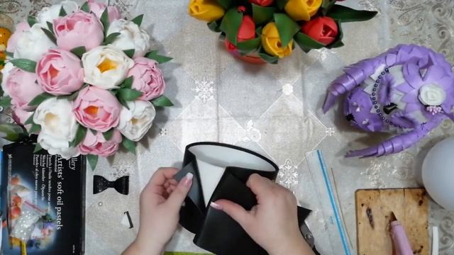 Шляпная коробка для цветов из изолона на плафоне (легко и просто).светильник из изолона. смотреть онлайн