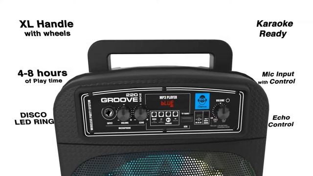 iDance Groove 220mk2 Bluetooth Speaker USB MP3 Player, LED RING + 1x Wireless Mic + remote control смотреть онлайн