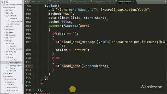 Facebook Style Infinite Scroll Pagination in Codeigniter using Ajax смотреть онлайн