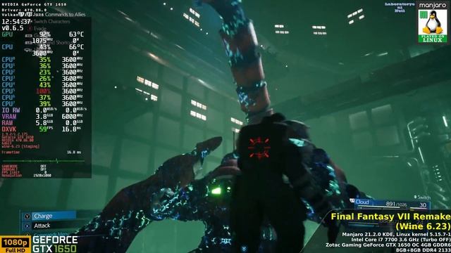 Final Fantasy VII Remake Linux - GTX 1650 - 1080p 60FPS High Settings
