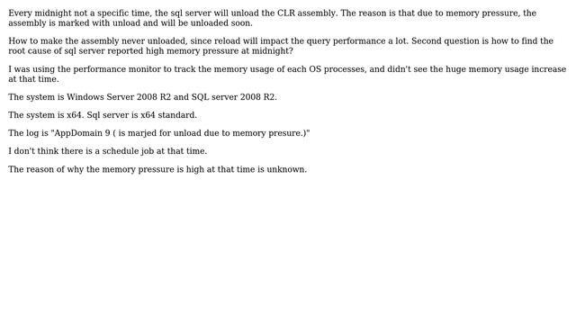 Databases: Why SQL server unload CLR assembly every midnight? смотреть онлайн