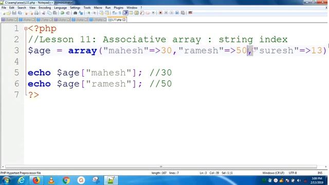 Associative array in php | Lesson - 11 | PHP in Hindi смотреть онлайн