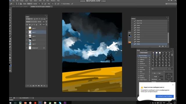 Ночное поле в Adobe Photoshop (12 минут реального времени). смотреть онлайн
