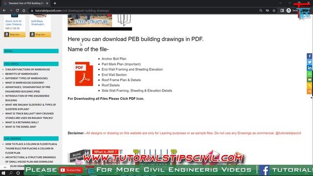 PEB Structure Design Drawing in PDF | Complete Set of Drawing of Warehouse Project смотреть онлайн