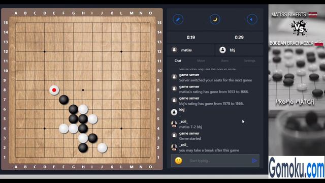 Matīss Riherts (LVA) vs Bogdan Brachaczek (POL) - Gomoku.com promo match смотреть онлайн