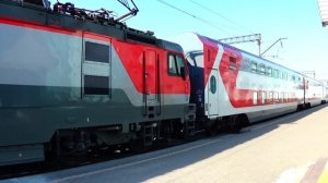ДВУХЭТАЖНЫЙ ПОЕЗД МОСКВА-АДЛЕР С ЭП20-061 ОТПРАВЛЯЕТСЯ СО ст.ГРЯЗИ-ВОРОНЕЖСКИЕ