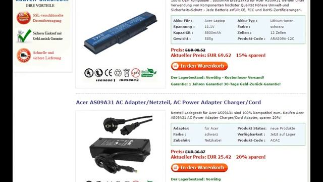 Akku für Acer AS09A31 смотреть онлайн