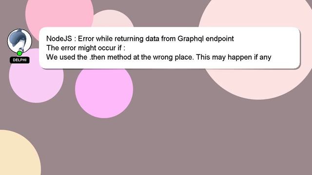 NodeJS : Error while returning data from Graphql endpoint смотреть онлайн