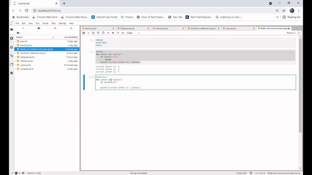 Break, Continue and pass keywords in python смотреть онлайн