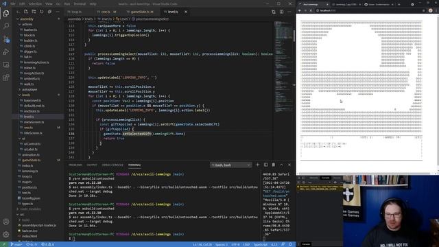 Ascii Lemmings - map scrolling смотреть онлайн