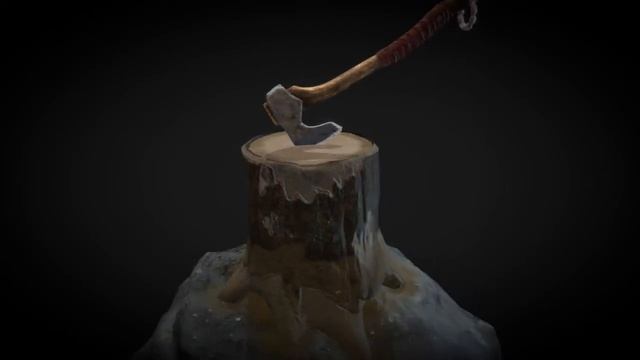 Axe In Log: Short Video (Maya, ZBrush, Substance Painter, Marmoset, Photoshop)