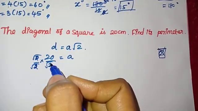 The diagonal of a square is 20cm.Find it's perimeter смотреть онлайн