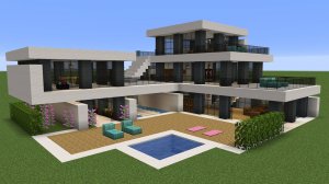 Майнкрафт - Как построить огромный современный особняк. Minecraft