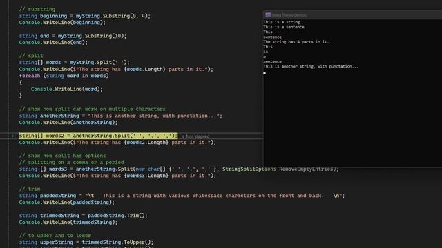 C# String Manipulation: Replace, Substring, Trim, Split, ToUpper, and ToLower смотреть онлайн
