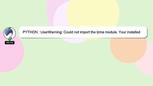 PYTHON : UserWarning: Could not import the lzma module. Your installed Python is incomplete смотреть онлайн