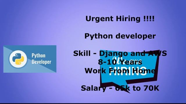 #Python Developer#hiring #experienced #work From home jobs#Work from home смотреть онлайн