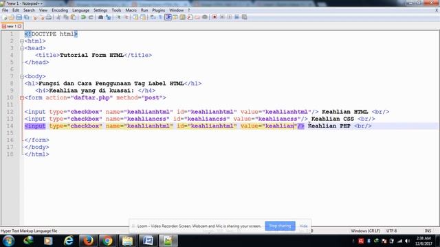 Tutorial Form HTML Part 1 Fungsi dan Cara Penggunaan Tag Label HTML смотреть онлайн