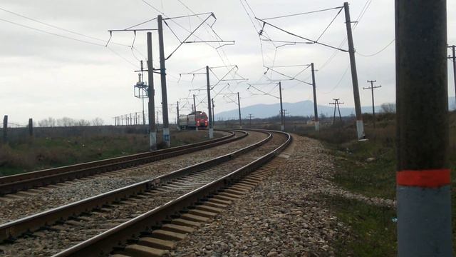 Электровоз ЭП1П-034 с вагоном дефектоскоп смотреть онлайн