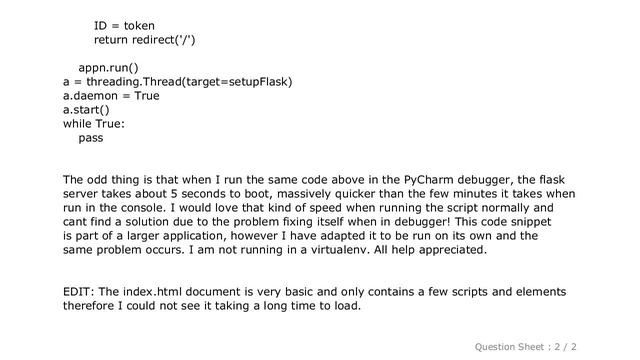 HTML : Python flask server taking long time to boot смотреть онлайн