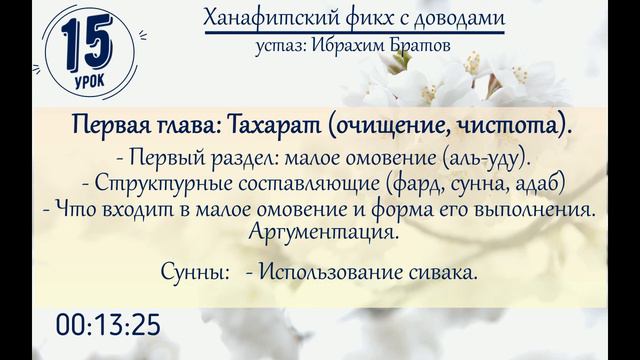 #15 Ханафитский фикх с доводами - Устаз Ибрахим Братов смотреть онлайн