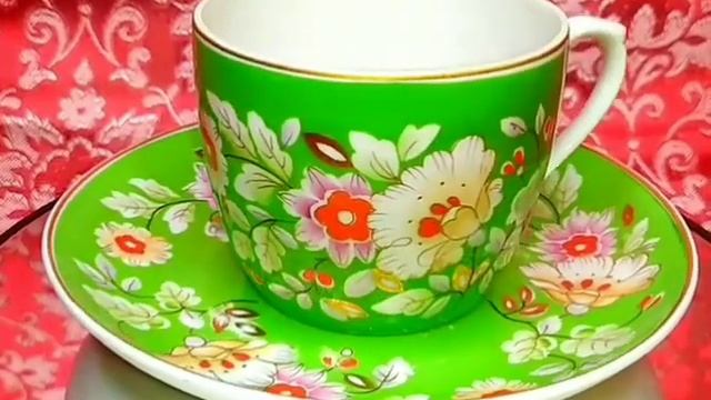 ? Чайная пара Гибискус Песочное СССР Советская посуда Фарфор Soviet porcelain Tea cup & saucer USSR смотреть онлайн