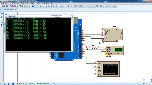 Arduino data logger with SD card and DHT11 sensor - Proteus simulation смотреть онлайн